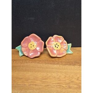 Rosemeade Pottery Wild Prairie Rose Salt and Pepper Shakers – Made in USA – MCM